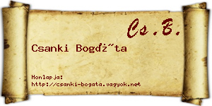 Csanki Bogáta névjegykártya